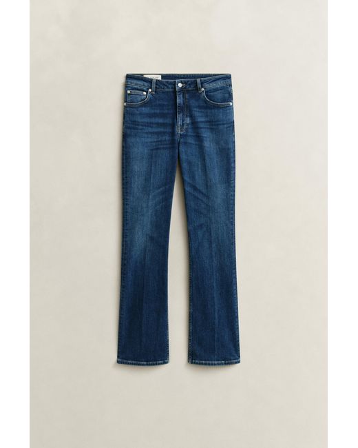 Gant Blue Slim Flared Stretch Jeans Dark Worn In