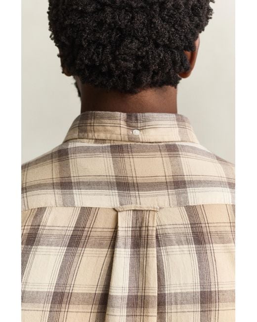 Gant Blue Checked Windblown Flannel Shirt Dry Sand for men