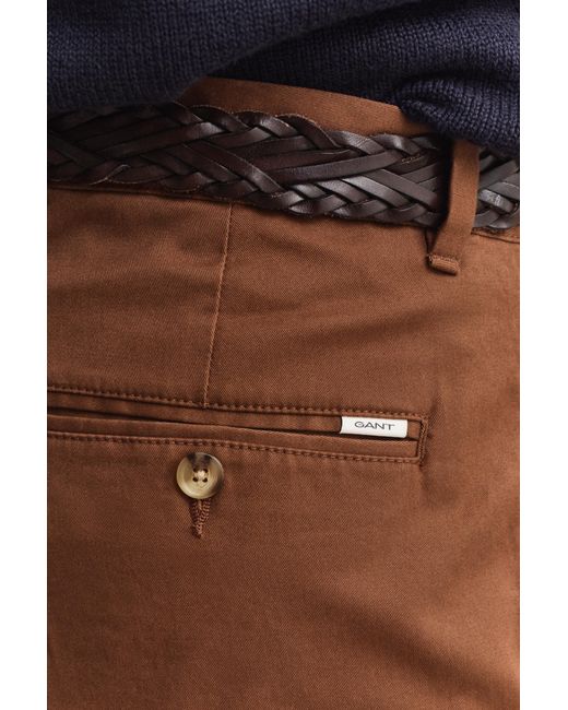 Gant Blue Slim Fit Classic Chinos Mahogany for men