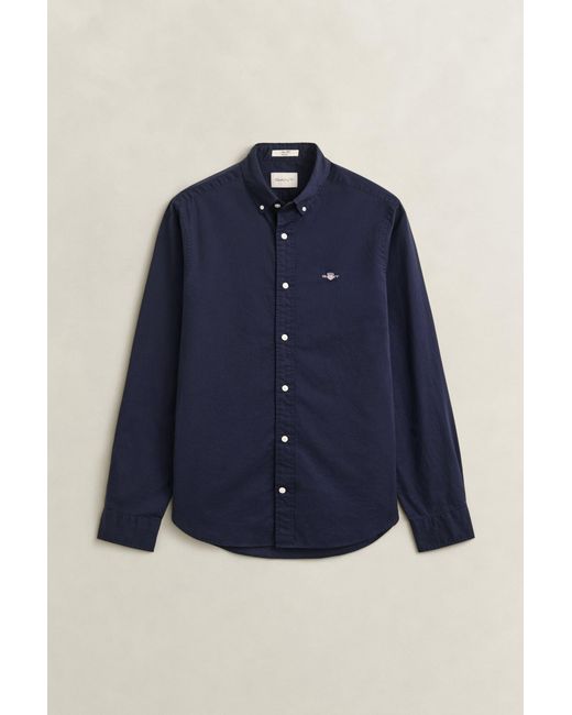 Gant Blue Classic Slim Poplin Shirt Evening for men