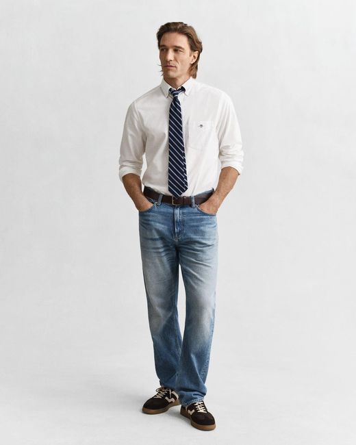 Gant White Regular Fit Classic Oxford Shirt for men