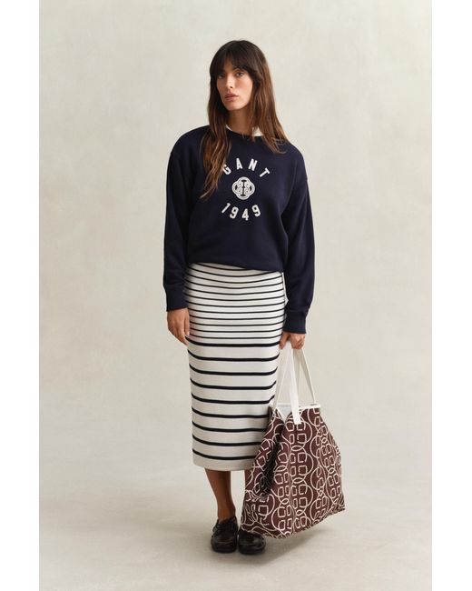 Gant Blue Graphic Crew Neck Sweatshirt Evening