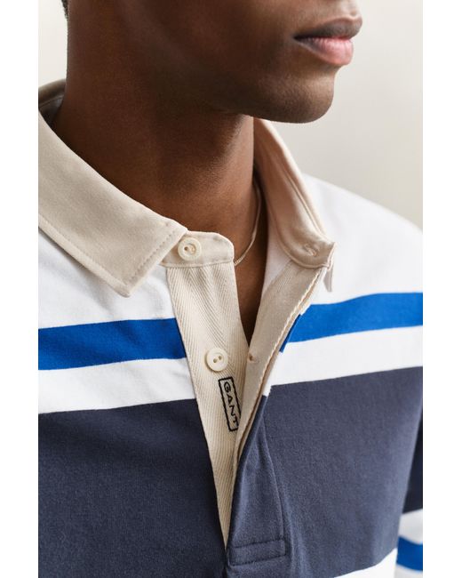 Gant Blue Block Striped Rugger Evening for men