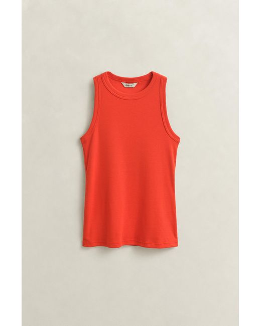 Gant Red Ribbed Tank Top