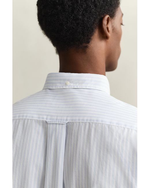 Gant White Striped Classic Poplin Shirt for men