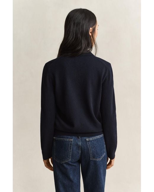 Gant Blue Lambswool Rugger Sweater Evening