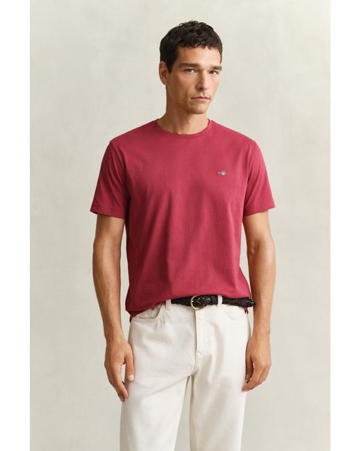 Gant Red Regular Fit Shield T-Shirt for men
