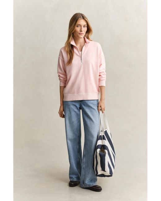 Gant Red Washed Shield Half-Zip Sweatshirt