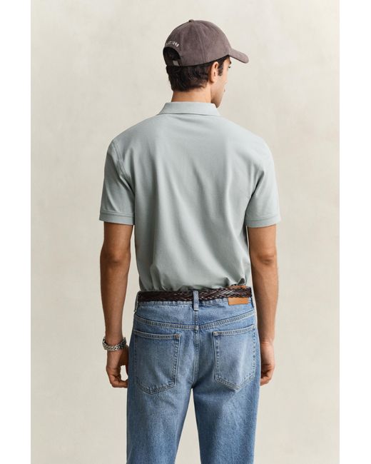 Gant Blue Contrast Piqué Polo Shirt for men