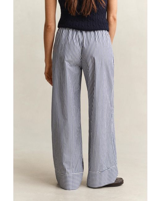 Gant Blue Striped Poplin Pants Rich