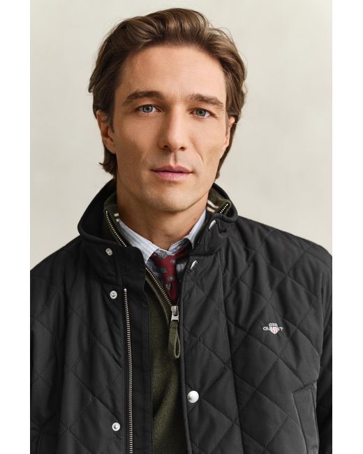 Gant Black Quilted Windcheater Mid-Length Jacket for men