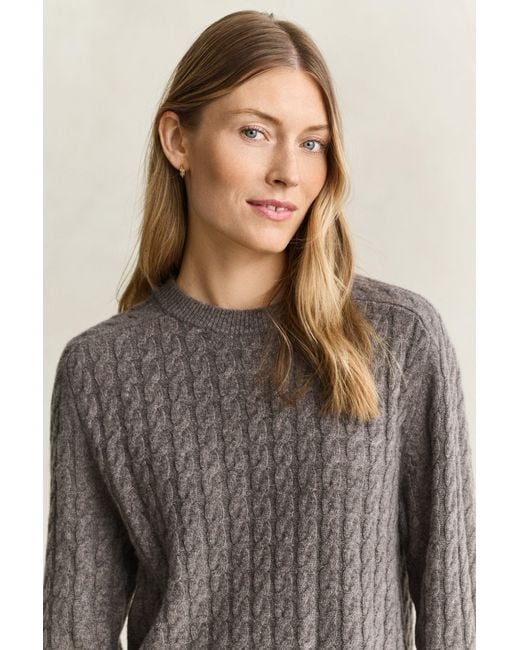 Gant Gray Wool Cashmere Cable Knit Sweater Melange