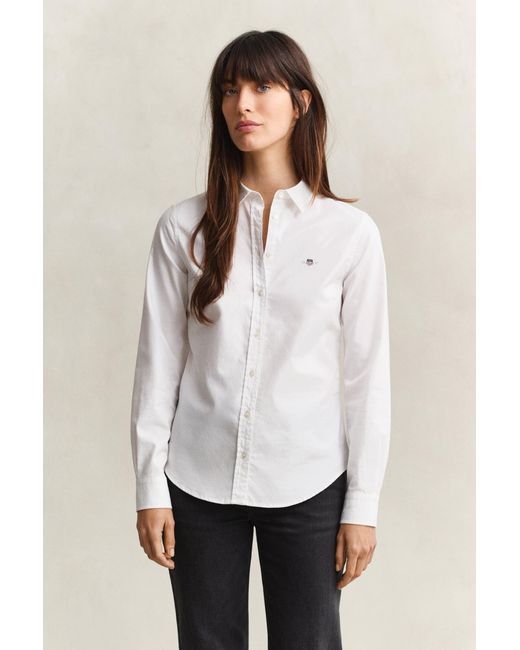 Gant White Stretch Oxford Shirt