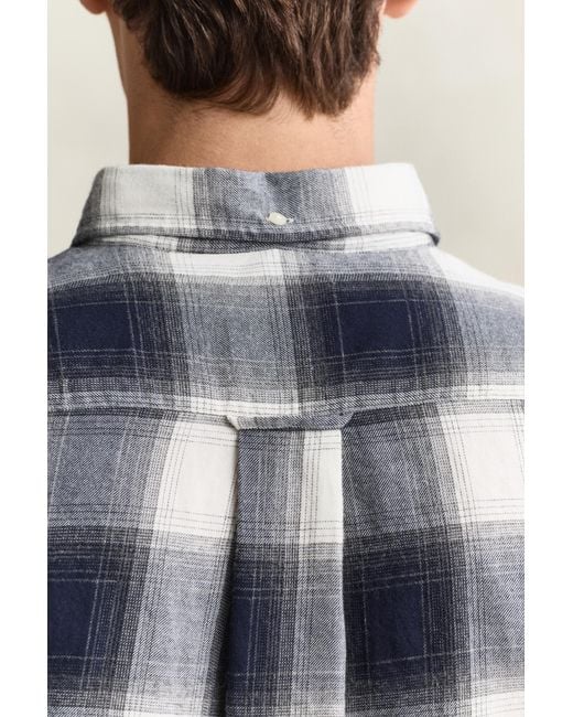 Gant Blue Checked Windblown Flannel Shirt Evening for men