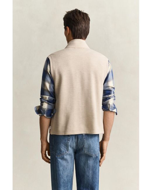 Gant Blue Zipped Vest Oat Melange for men