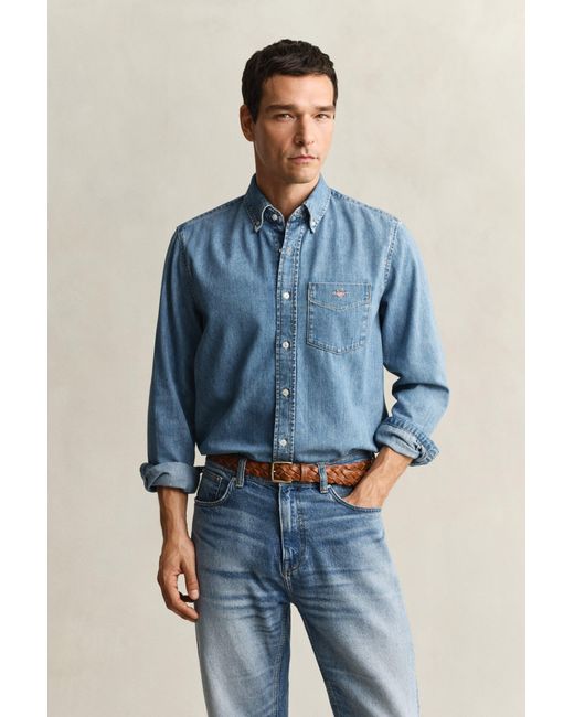 Gant Blue Regular Fit Denim Shirt for men