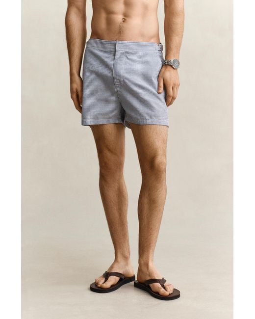 Gant Pink Fitted Seersucker Swim Shorts for men