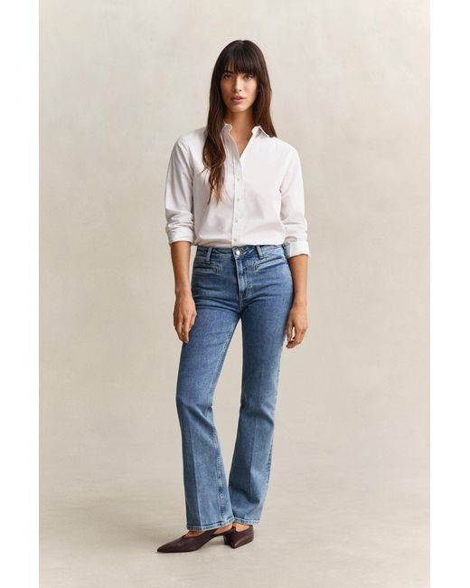 Gant Blue Monogram Flared Jeans Semi Worn In