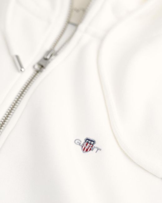 Gant White Shield Zip Hoodie
