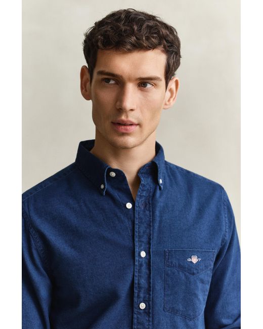Gant Blue Oxford Shirt Dark for men