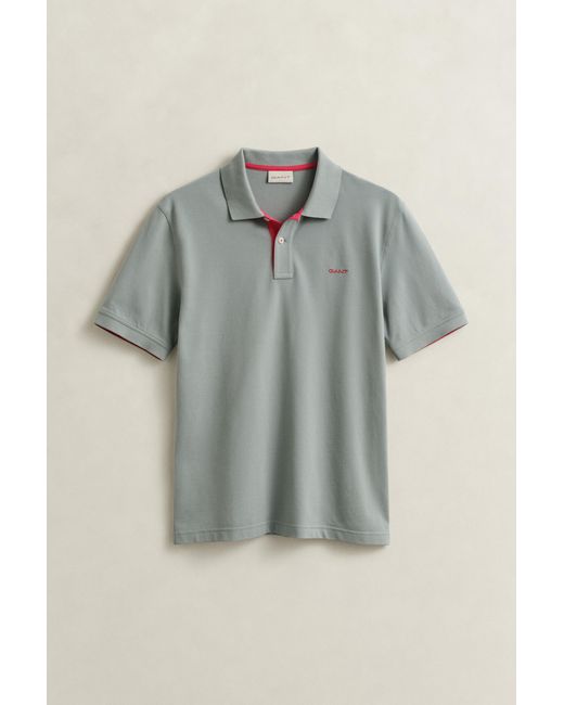 Gant Blue Contrast Piqué Polo Shirt for men