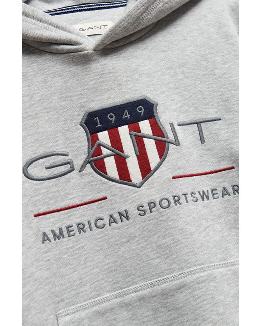 Gant Gray Teens Archive Shield Hoodie Melange