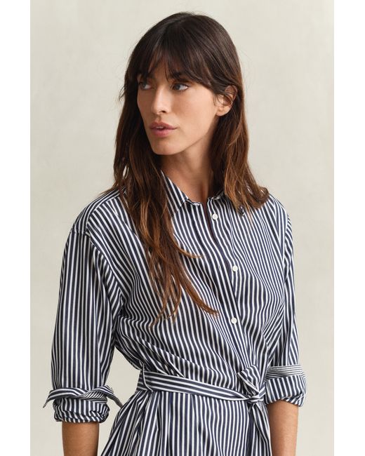 Gant Blue Striped Poplin Shirt Dress Classic