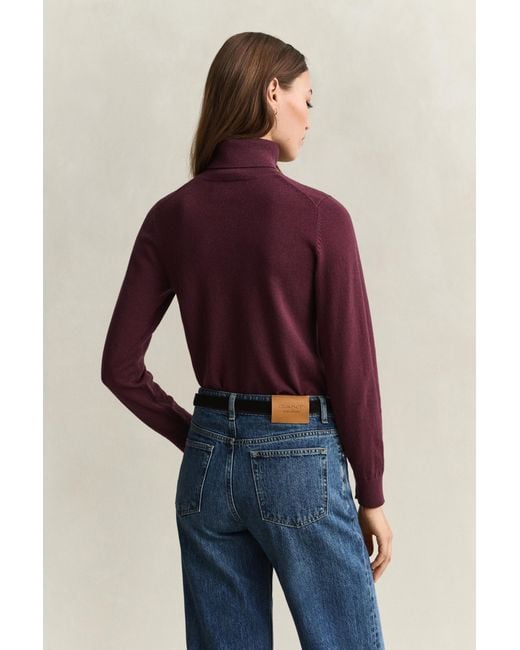 Gant Red Wool Cotton Turtleneck Sweater
