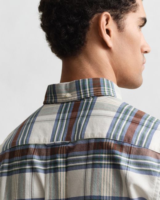Gant Gray Regular Fit Classic Checked Oxford Shirt Woody for men