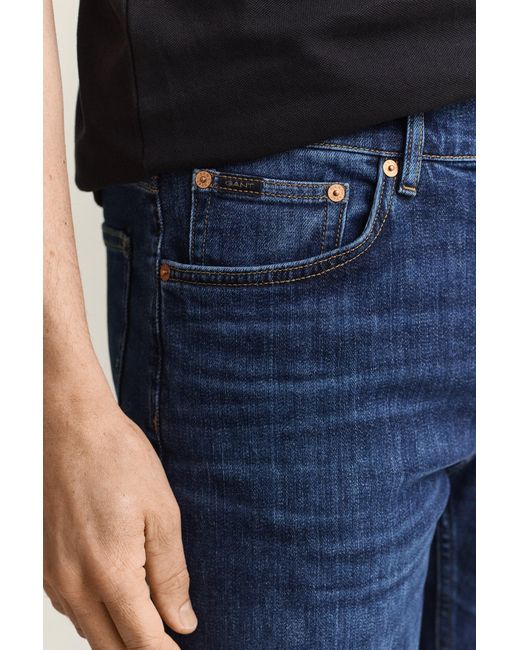Gant Blue Slim Fit Jeans Mid Worn In for men