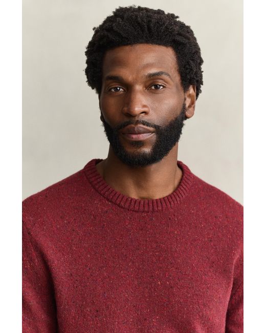 Gant Red Wool Blend Nepps Crew Neck Sweater Plumped for men