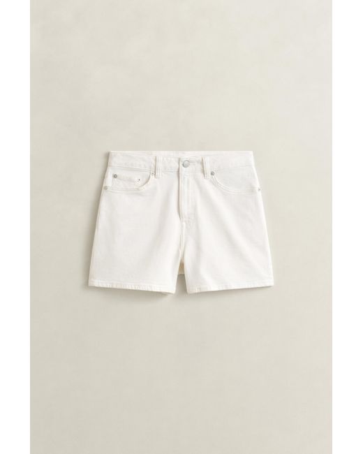 Gant White Denim Shorts Eggshell