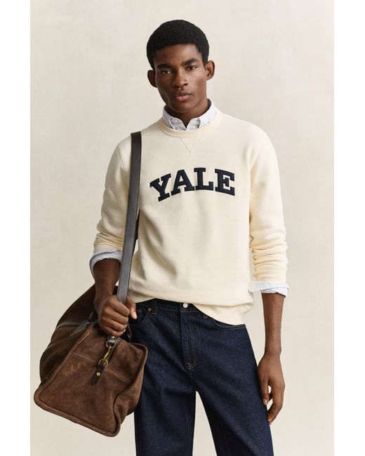 Gant Natural X Yale Crew Neck Sweatshirt Cream for men