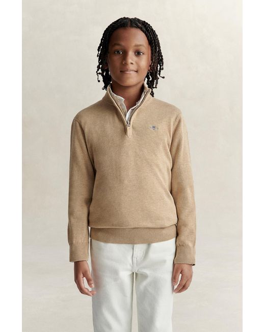 Gant Natural Teens Teen Boys Shield Half-Zip Sweater for men