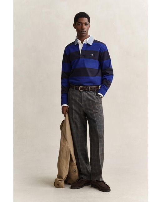 Gant Blue Chambray Collar Striped Heavy Rugger for men