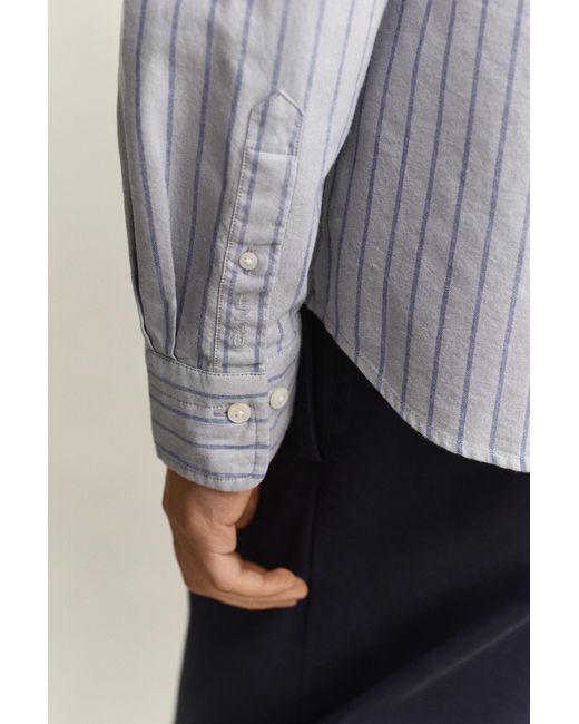 Gant Gray Striped Classic Oxford Shirt Concrete for men