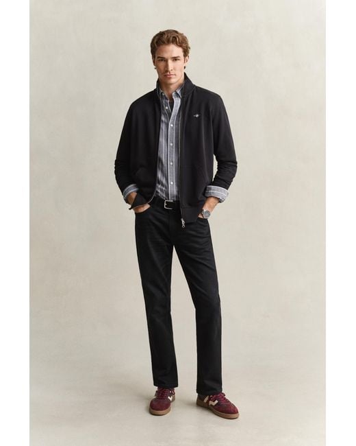 Gant Gray Striped Mélange Poplin Shirt Dark Melange for men