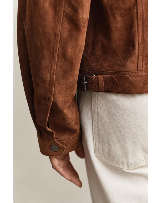 Gant Brown Suede Jacket Mahogany for men
