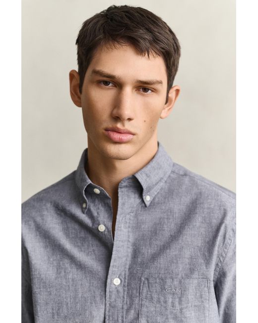 Gant Blue Mélange Archive Poplin Shirt Dark Melange for men