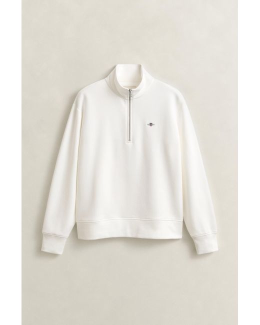 Gant White Shield Half Zip Sweatshirt