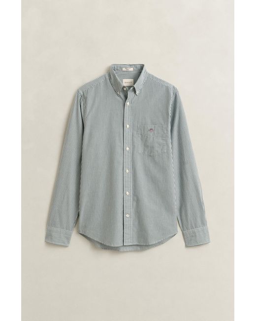 Gant Gray Classic Regular Striped Poplin Shirt for men