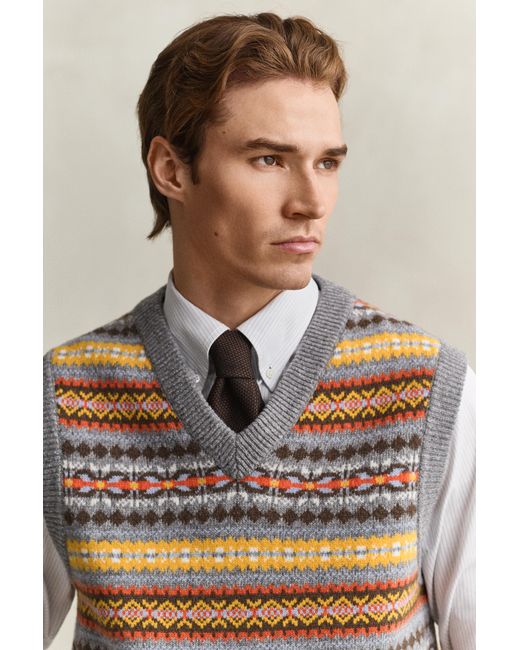 Gant Blue Fair Isle Vest for men