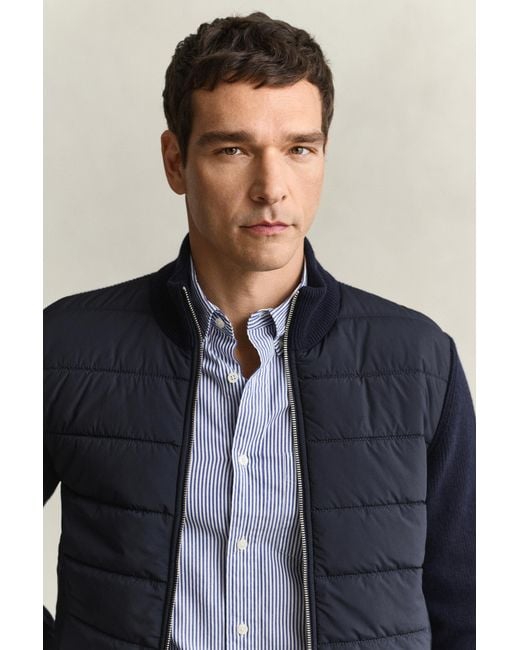 Gant Blue Hybrid Zip Cardigan Evening for men