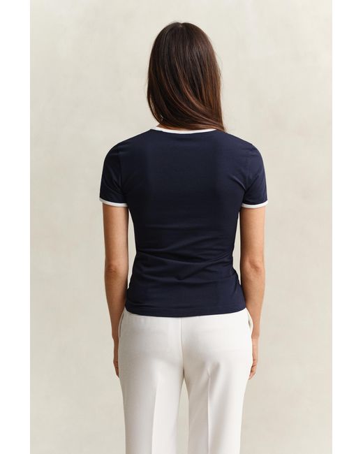 Gant Blue Ringer T-Shirt Evening