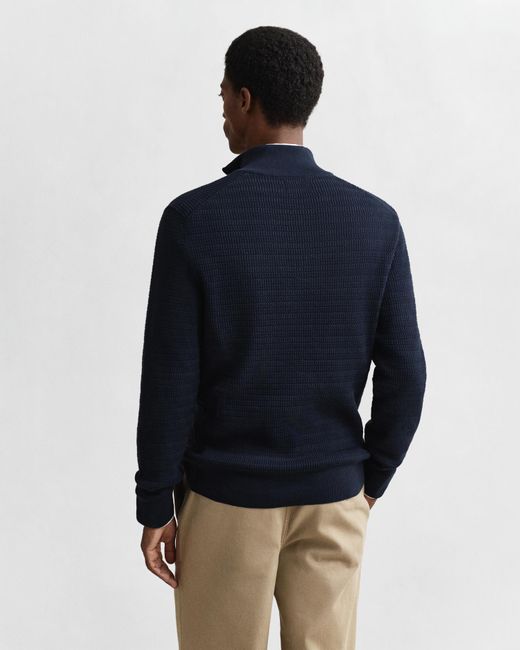 Gant Blue Mini Cable Half Zip Jumper for men