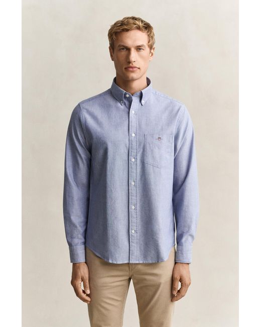 Gant Blue Classic Regular Oxford Shirt College for men