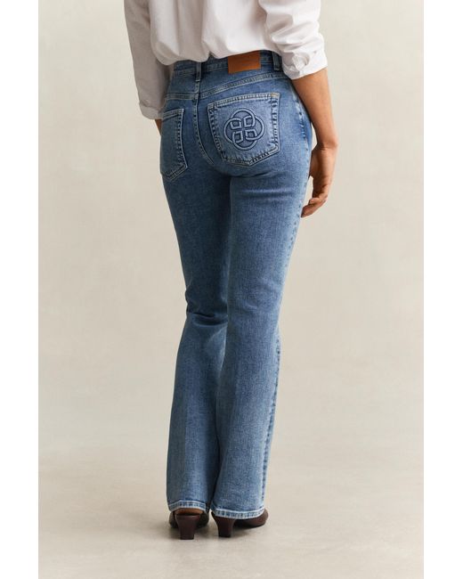 Gant Blue Monogram Flared Jeans Semi Worn In