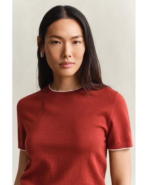 Gant Red Short Sleeve Sweater
