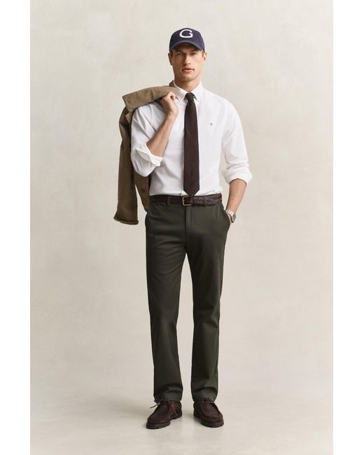 Gant Black Regular Fit Smart Chinos Dark Moss for men