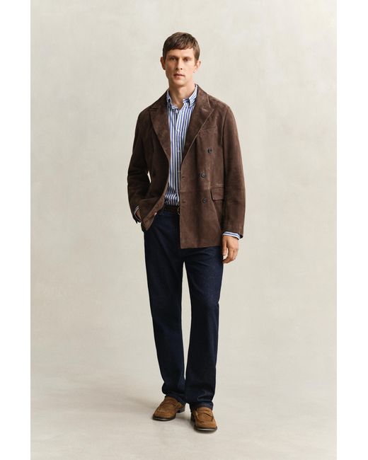 Gant Blue Striped Classic Poplin Shirt College for men